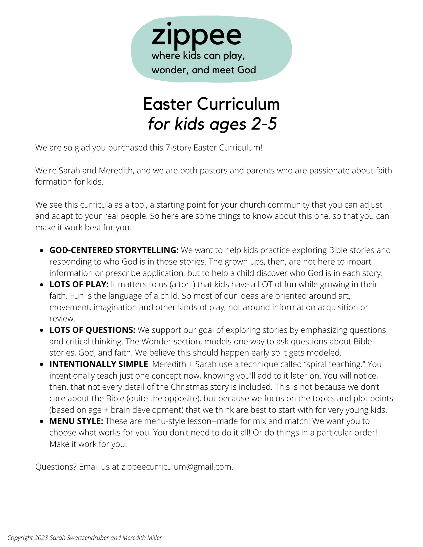 Easter Church Curriculum - Ages 2-5